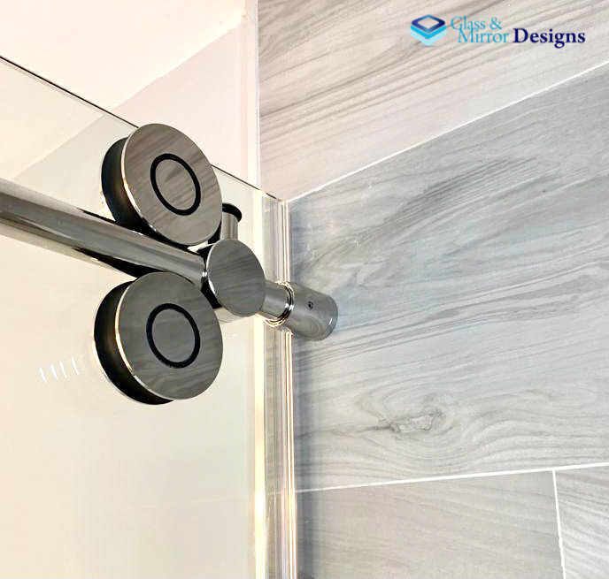 Frosted glass corner shower enclosure
