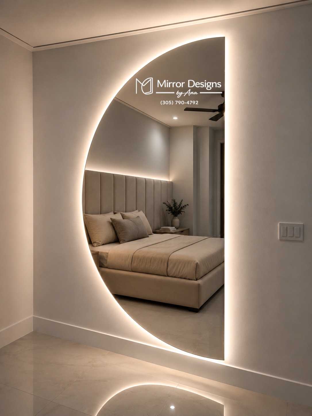 Asymmetrical LED Mirror — Half Moon I