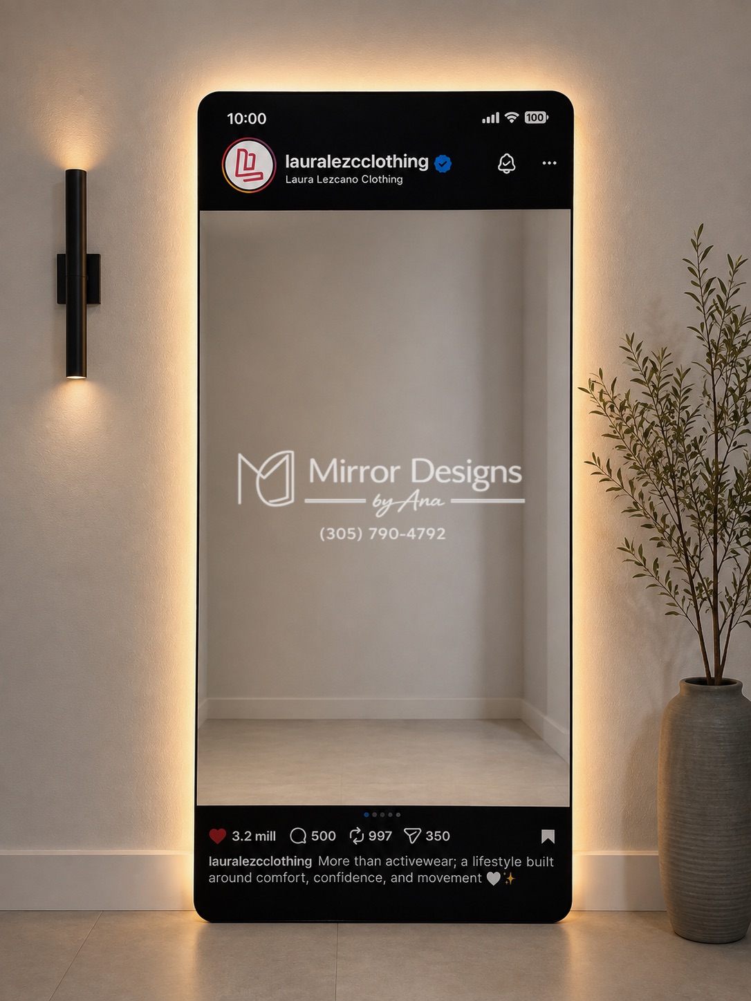 Asymmetrical LED Mirror — Social Frame